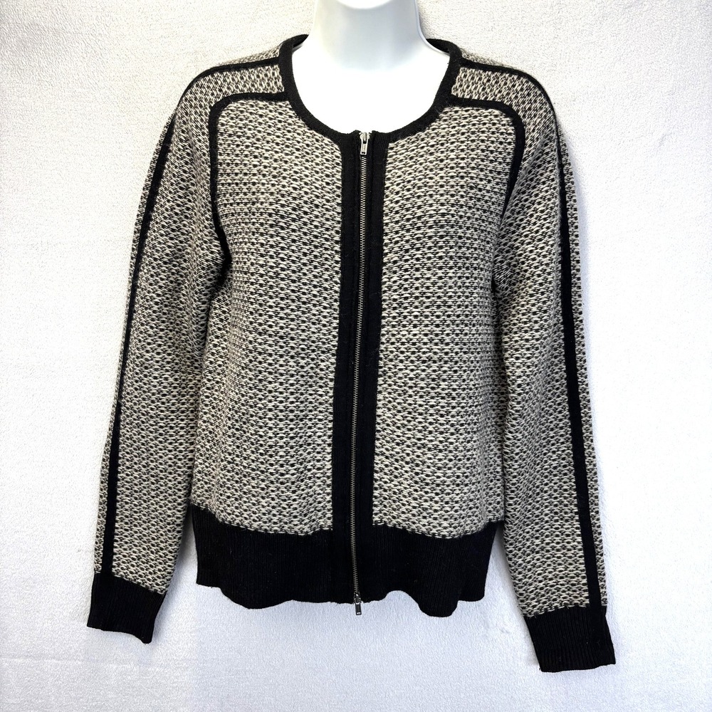 J. Crew Cashmere Blend Zip Up Cardigan Sweater Womens Small Black‎ Knit Office